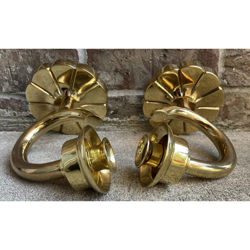 Set of 2 Vintage Brasscrafters Heavy Solid Brass Sconces Candle Holders Regency